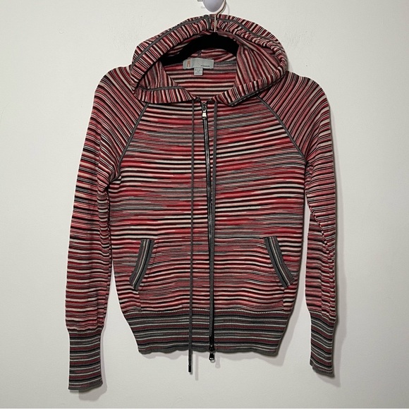 Missoni Tops - Missoni Women's Red & Black Y2K stripes wool blend zip up hoodie jacket in US 2
